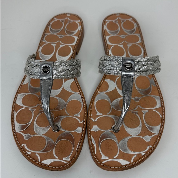 Coach Shoes - Vintage Coach Robyn Braided Thong Sandal Women's Size 10 Silver Signature C Logo